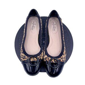 Clarks Women's Gracelin Wind Dress Ballet Flat Leopard Print Cap Toe Size 7